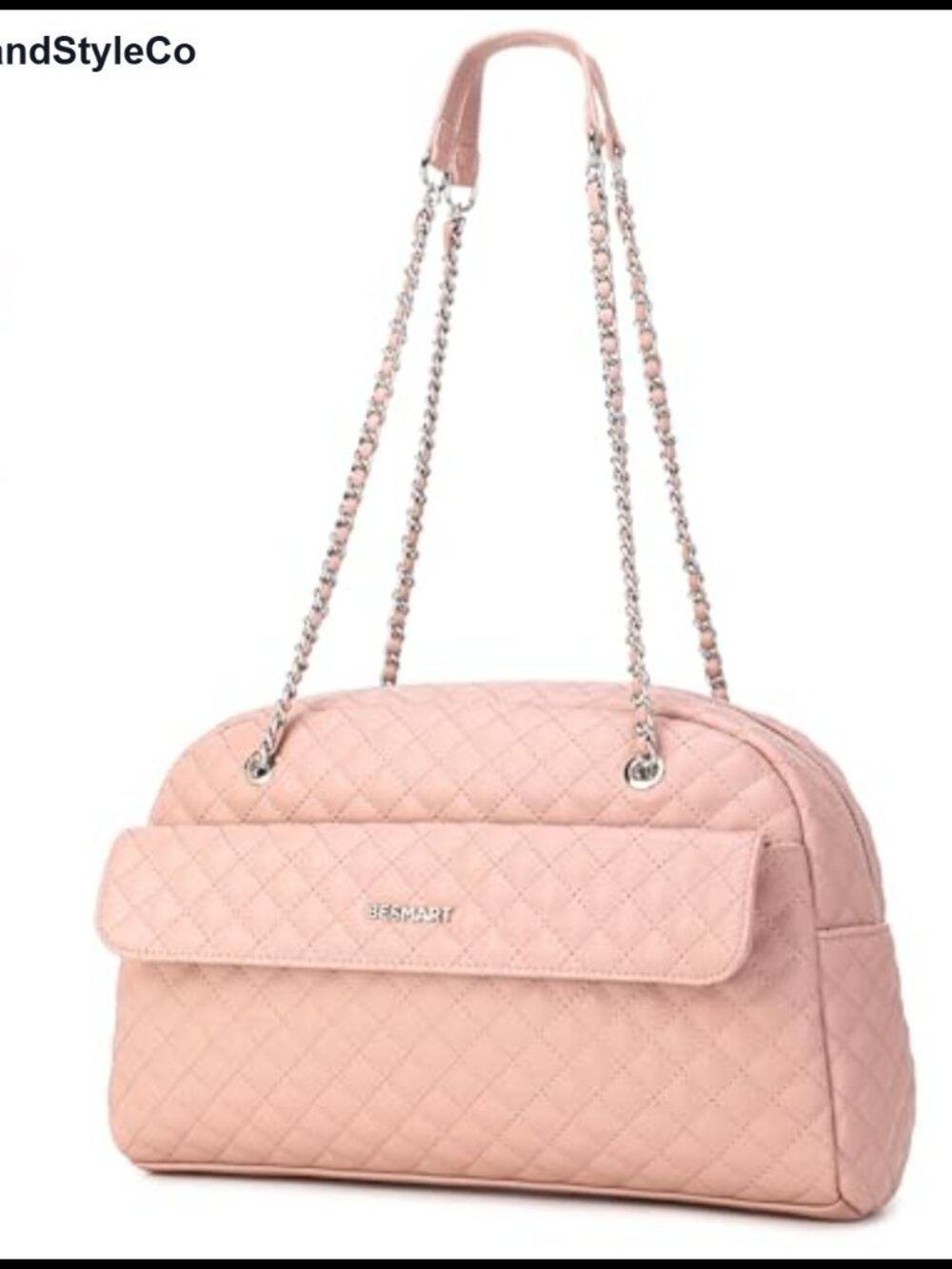 Waterproof PU Vegan Leather Shoulder Bag Rhombic Jacquard Top Handle